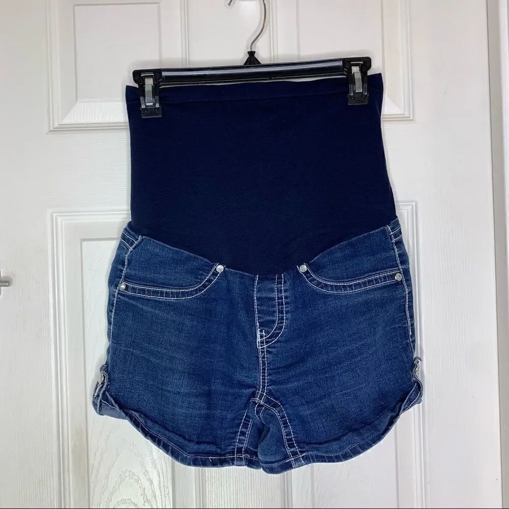 Bella Vida Full Panel Denim Maternity Shorts